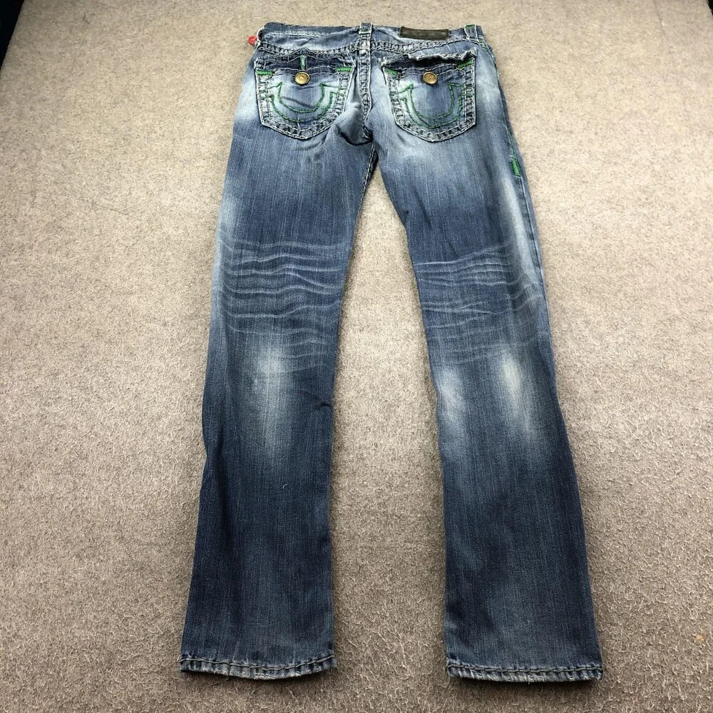 True Religion Geno Jeans Mens 28x33 Blue Medium Wash Relaxed Slim Straight Denim